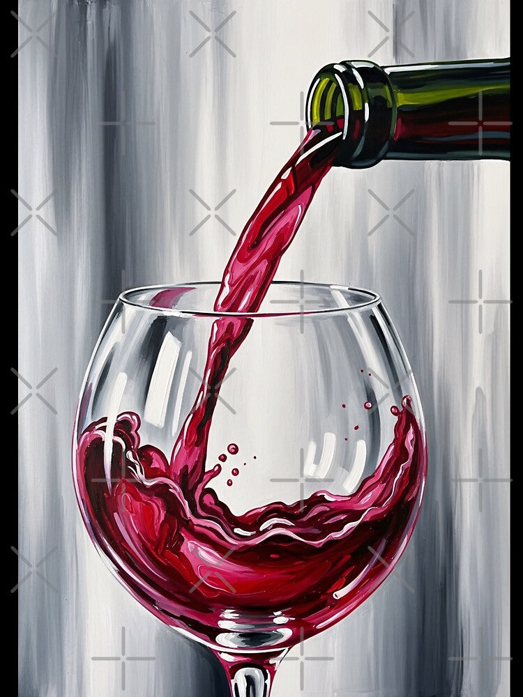 Red Wine Pour Splash Glass Painting by PixorStudio