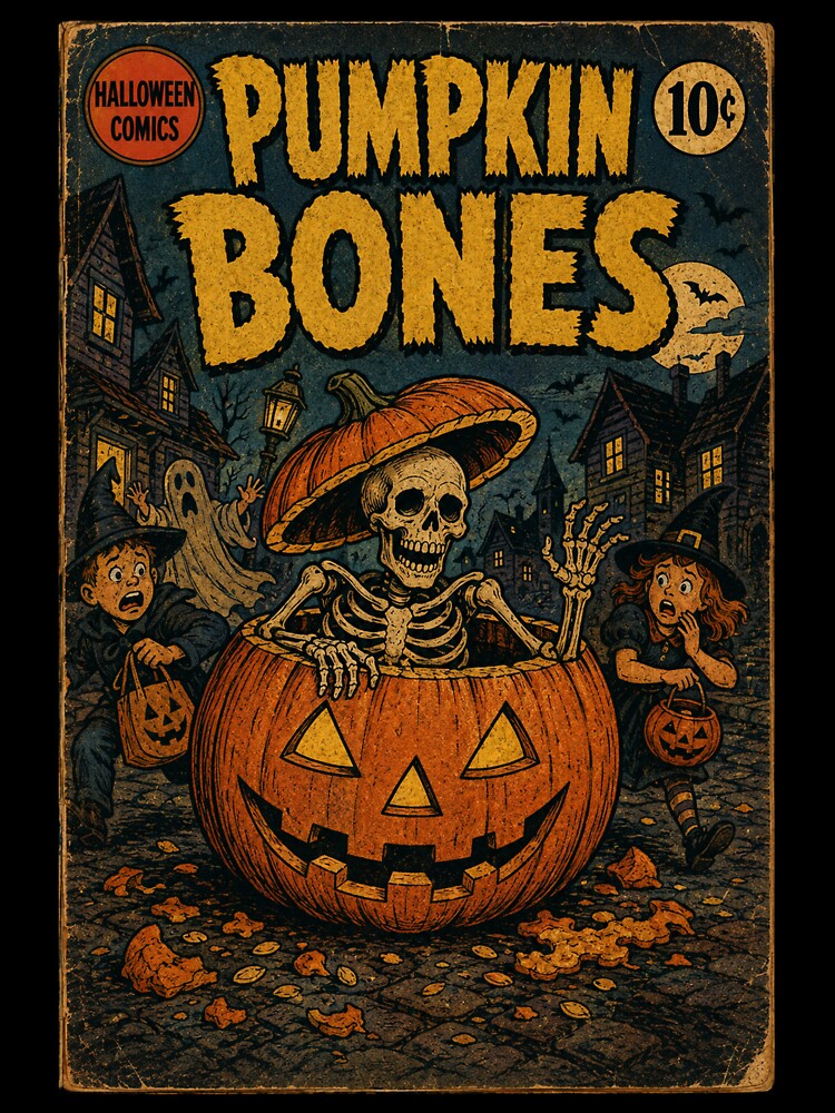 Vintage Halloween Cover Art: Skeleton Pumpkin Prank by bapupa