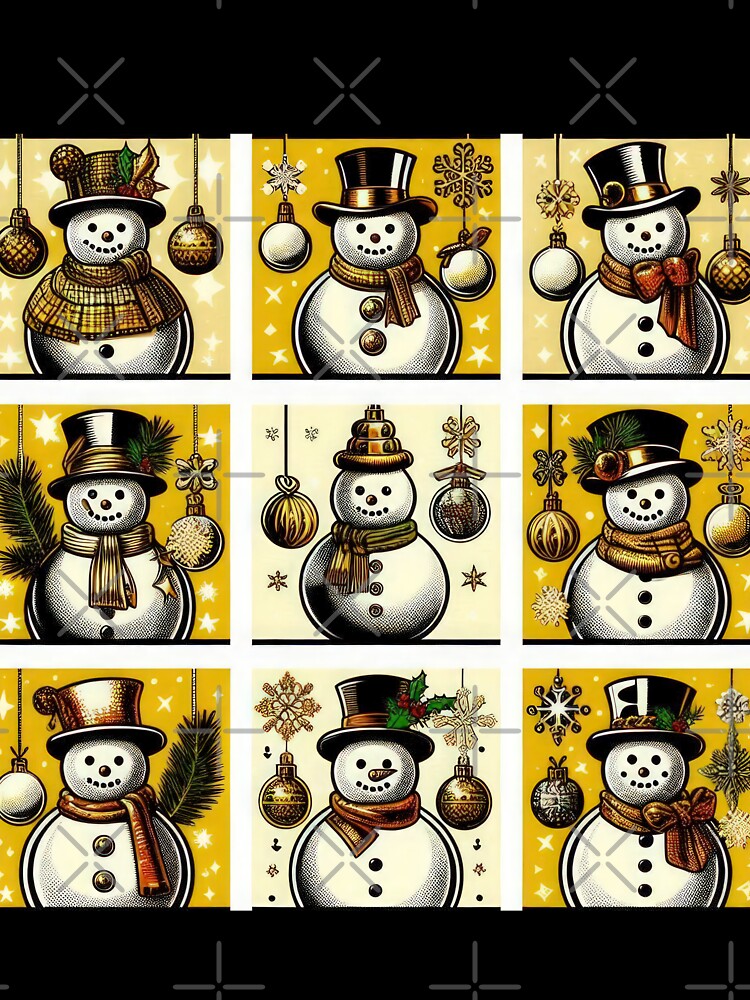 Christmas Pattern Snowmen,Vintage Christmas Pattern,christmas retro,retro vintage christmas,vintage art by Expressions-Sel