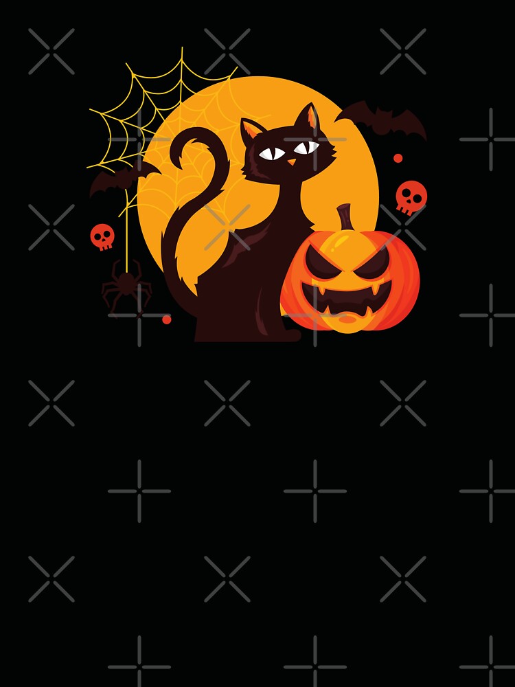 Black Cat & Pumpkin Halloween Shirt by Happy-PrintZ