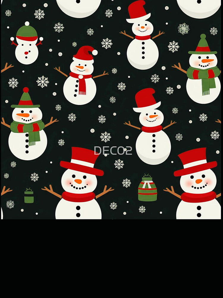 Contemporary Colorful Snowman Pattern With Holiday Snowflakes by DEC02