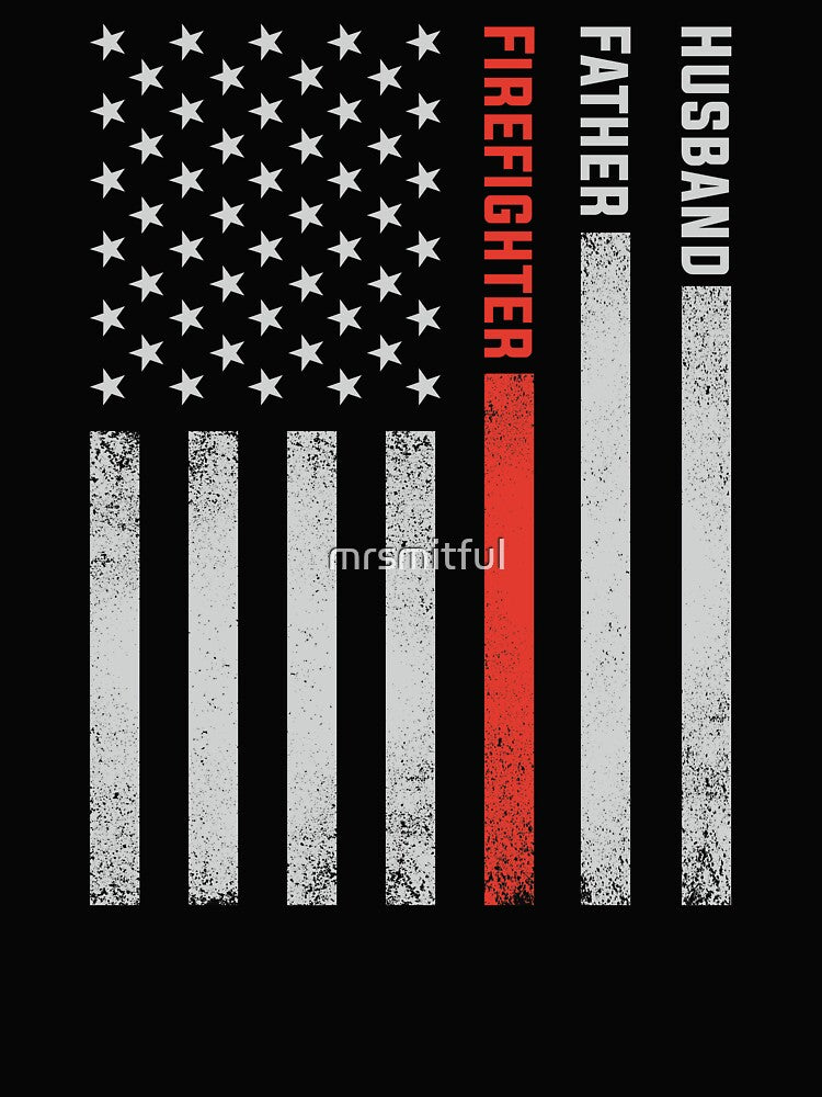 Firefighter Dad Thin Red Line American Flag Fathers Day Gifts by mrsmitful