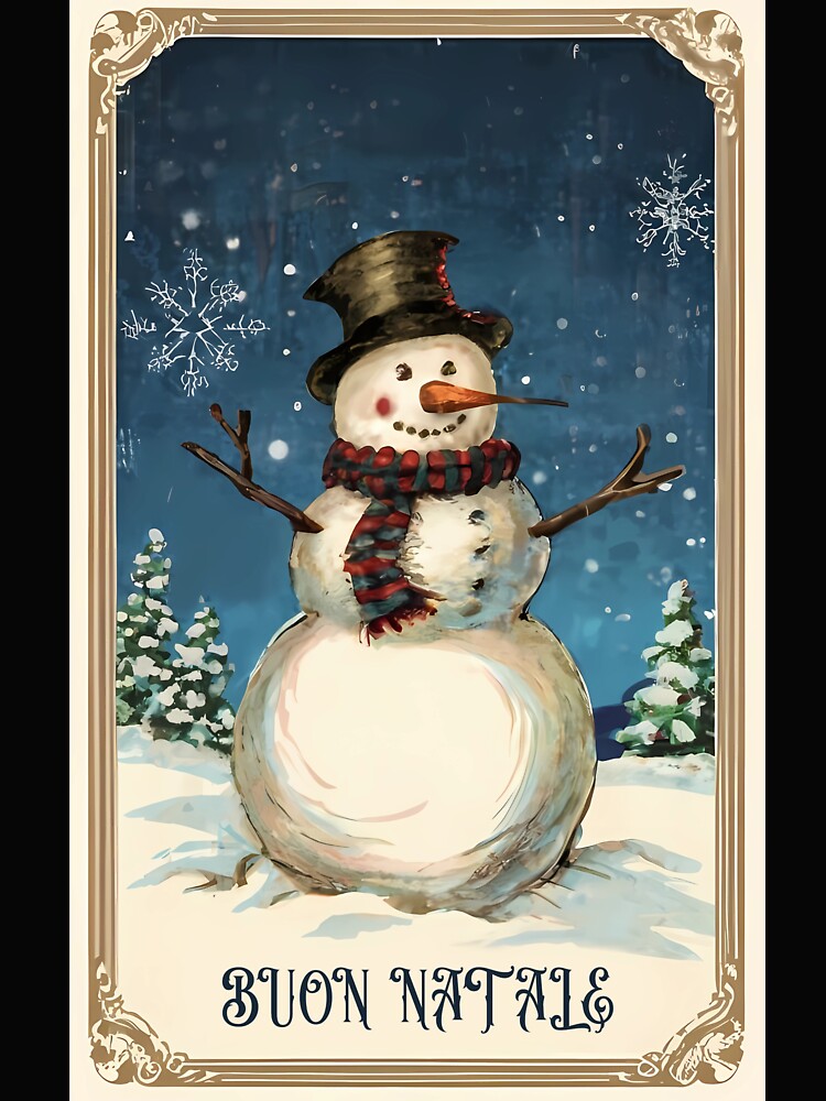 Vintage Snowmans Greeting Card: Buon Natale by EmeraldeaDesign