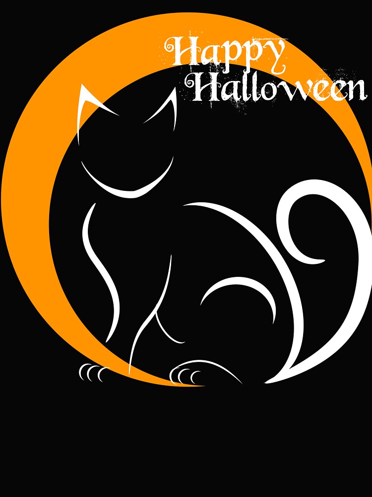 Happy Halloween Cat with Moon by Risa-C