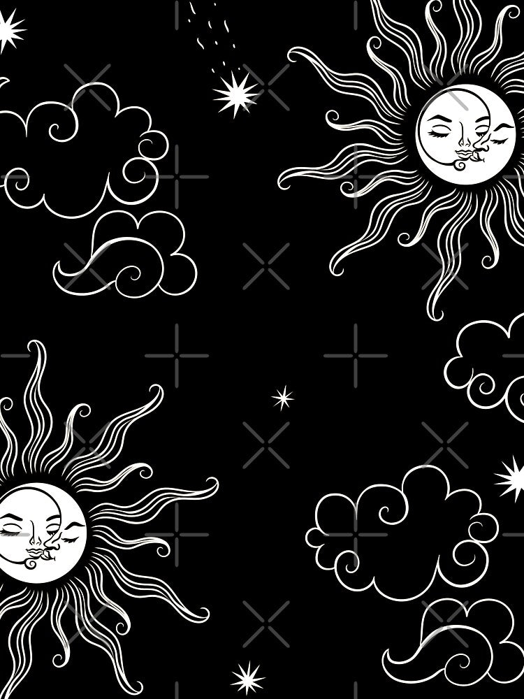 celestial sun moon stars clouds by Gossip Rag