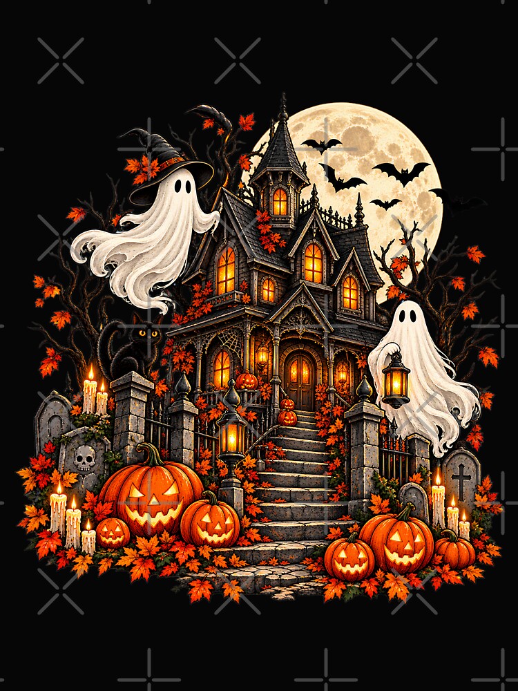 Spooky Haunted House Halloween by MysticCanvasAi
