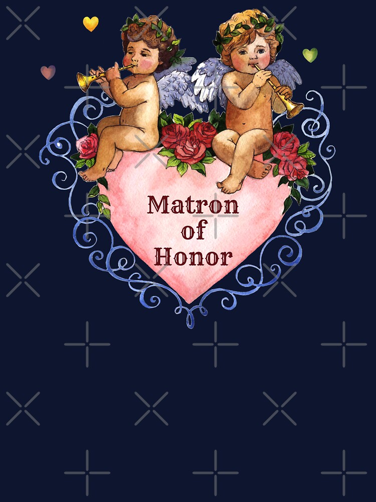 Wedding party gift matron of honor angels cherubs heart blue by GrammarDance