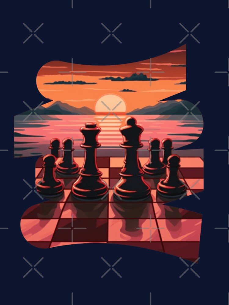 chess retro sunset, chess club, chess game, chess, chess lover, retro sunset, by KesDesigns ⭐⭐⭐⭐⭐