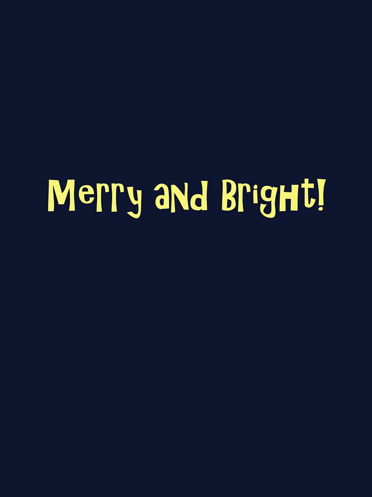 Merry and Bright Gold Text on Green by Art in My Loft