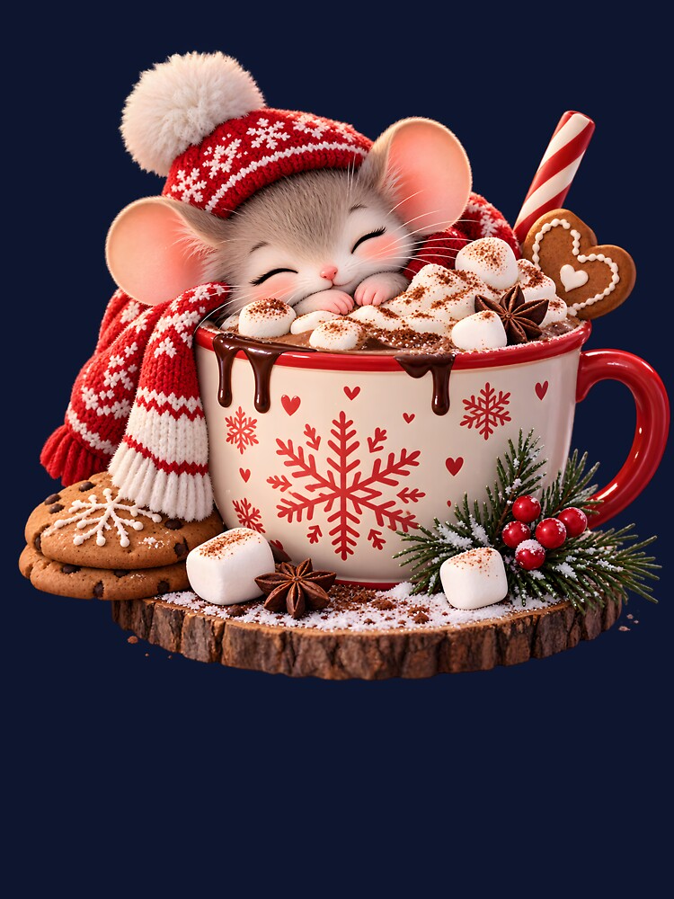 Cozy Christmas Mouse in Hot Cocoa by TinyWeird