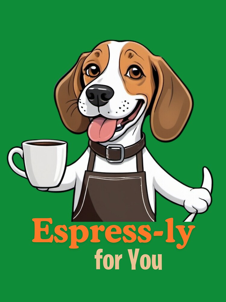 Barista Cartoon with Beagle Dog Design – Funny and Unique Dog and Owner Artwork - Barista Gift - Pet Humor by KoraTalks