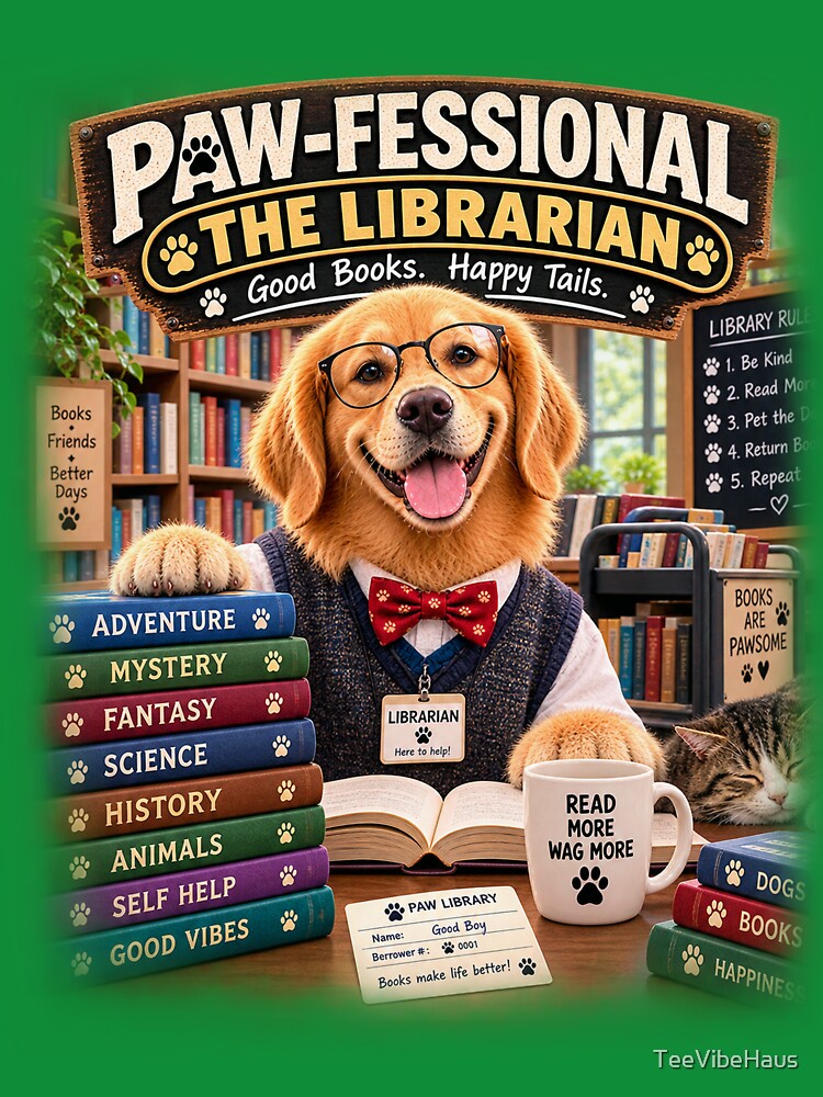 Funny Librarian Dog Shirt – PAW-FESSIONAL Book Lover & Dog Lover Gift by TeeVibeHaus