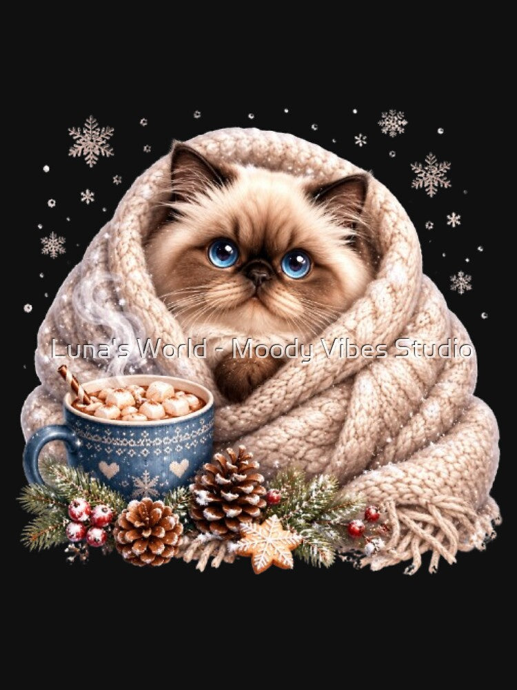Cozy Winter Cat With Hot Chocolate by Luna's World - Moody Vibes Studio