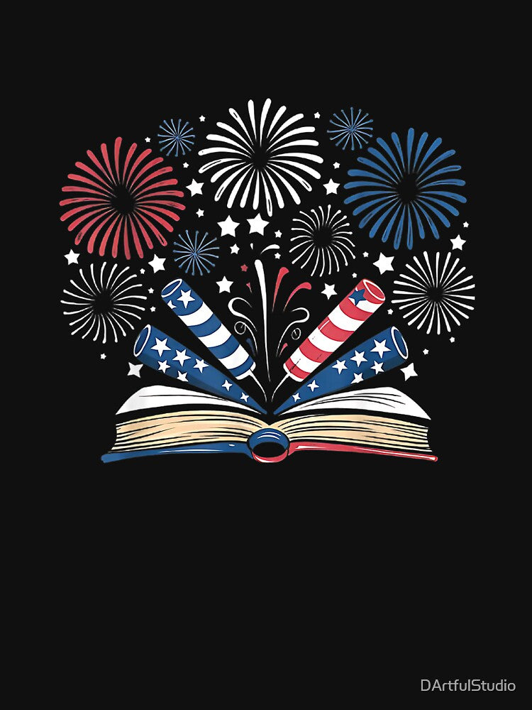 Librarian 4th July Book lover bookworm patriotic books T-Shirt by DArtfulStudio