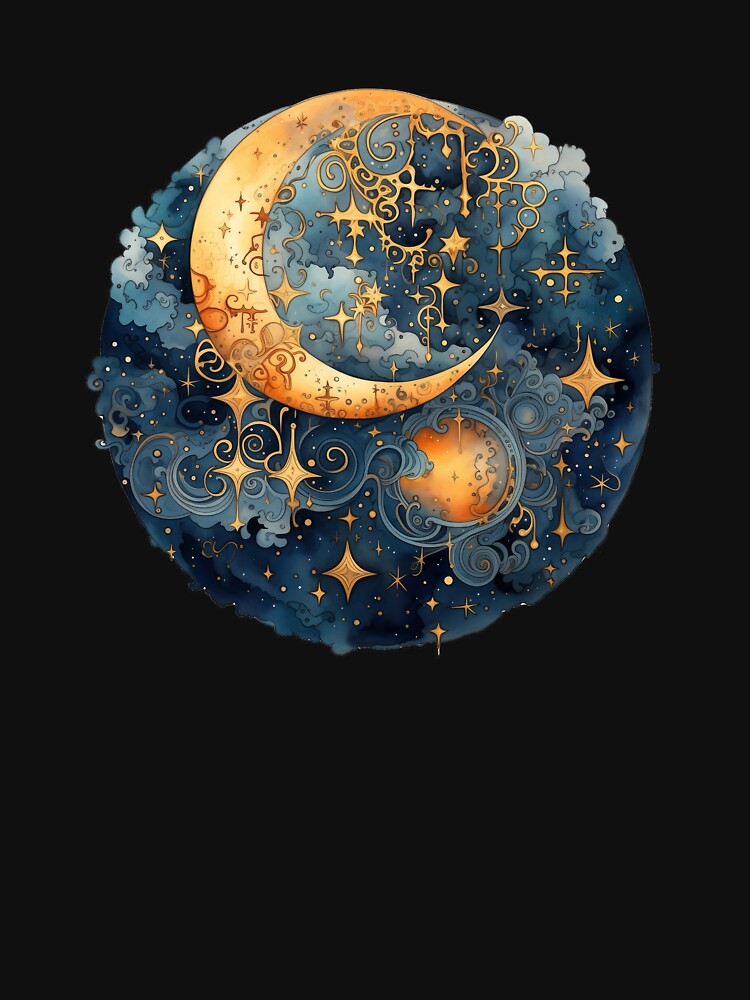 Celestial Moon Space Stars Watercolour by *~*MagicCorner*~*