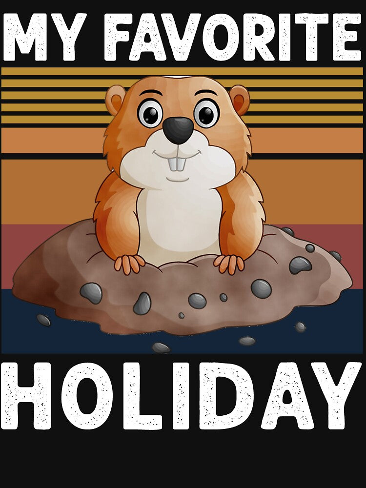 My Favorite Holiday Ground Hog - Retro Groundhog by Masaw