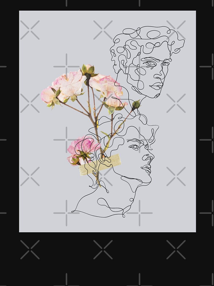 men outline and flowers by atlasbackache