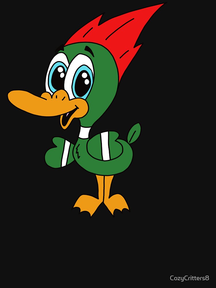 David the Duck Cute Kawaii Green Duck with Red Mohawk by CozyCritters8