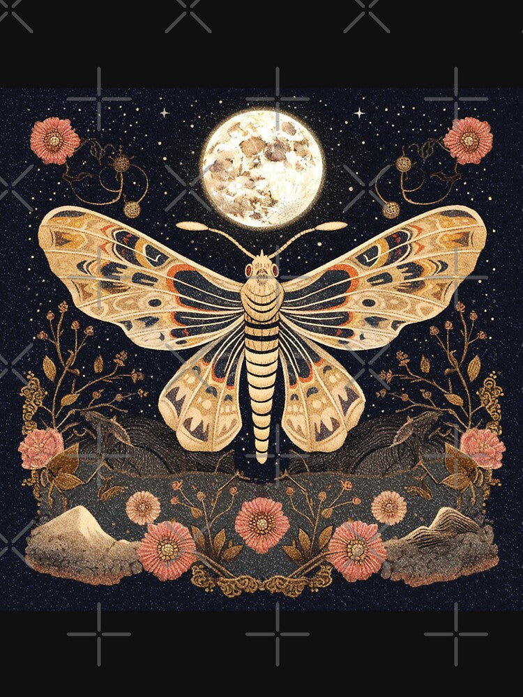 Vintage illustration of celestial moon moth by Happy Mood Design