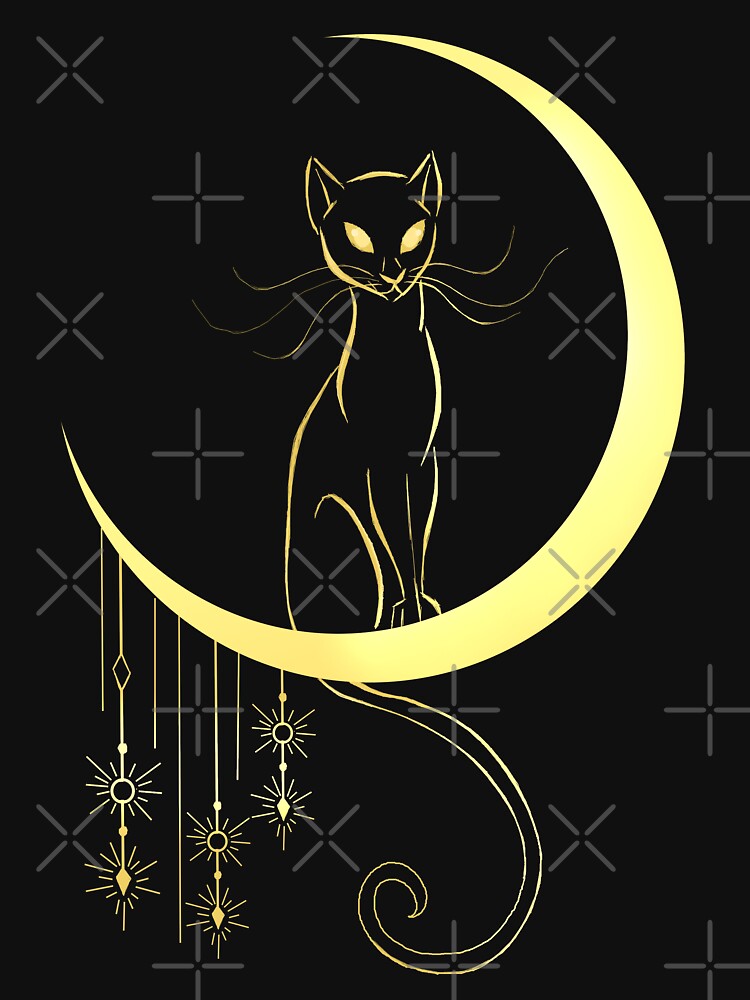 Art Deco Cat on Moon by Rasijan