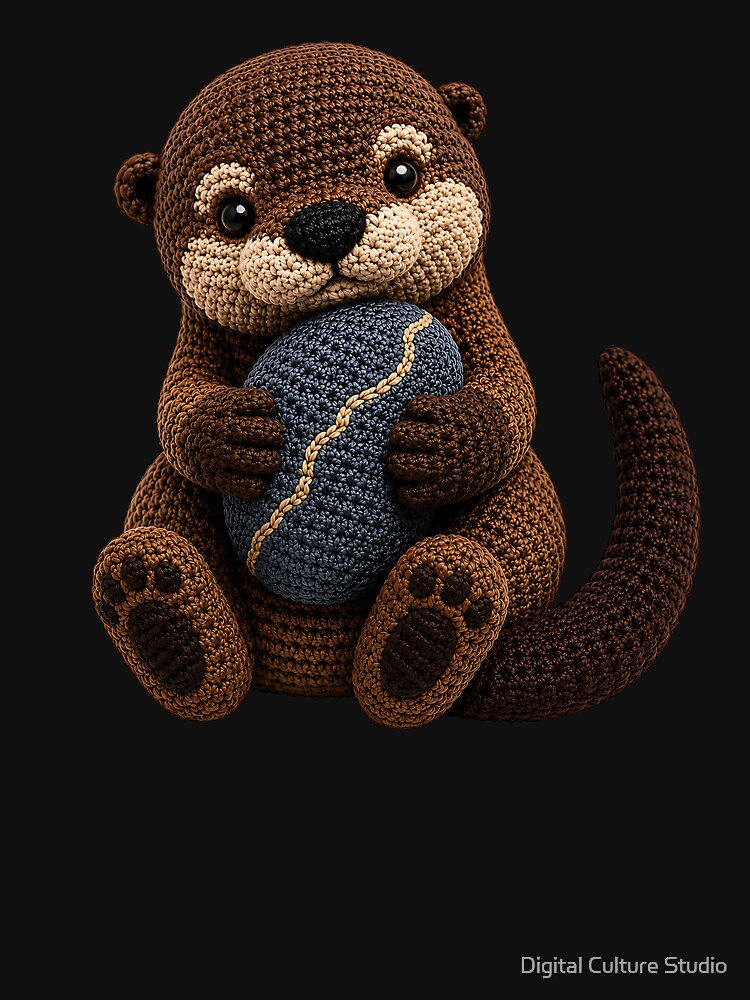 Crochet Otter with Stone – Cute Otter Yarn Art by Digital Culture Studio