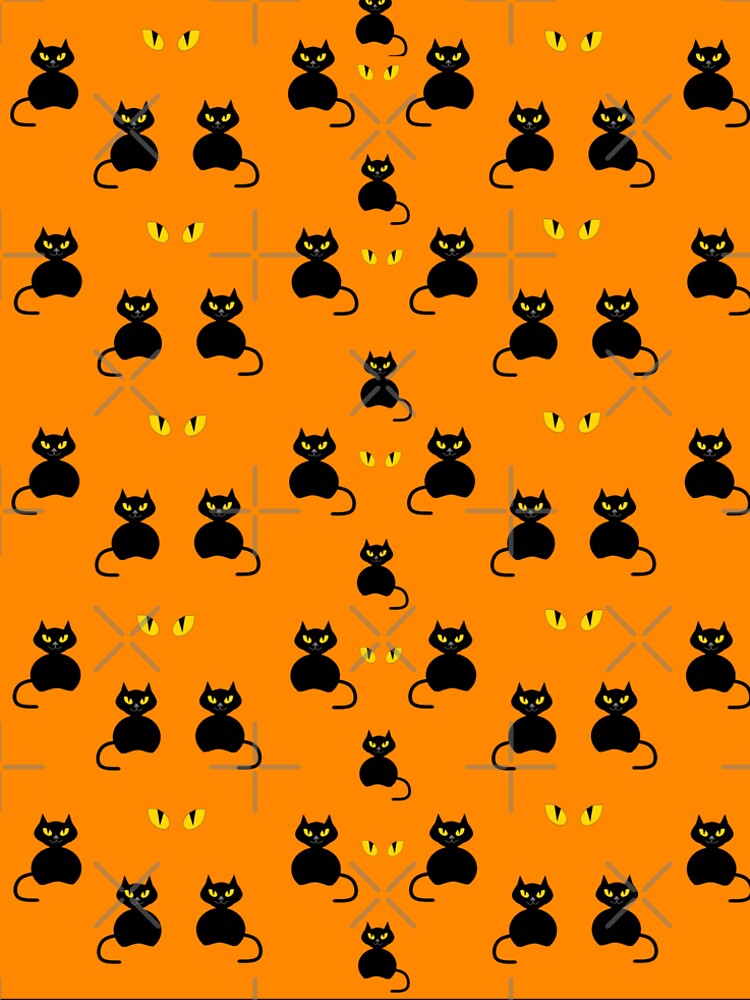 Halloween Black Cat Pattern by Sartoris Art