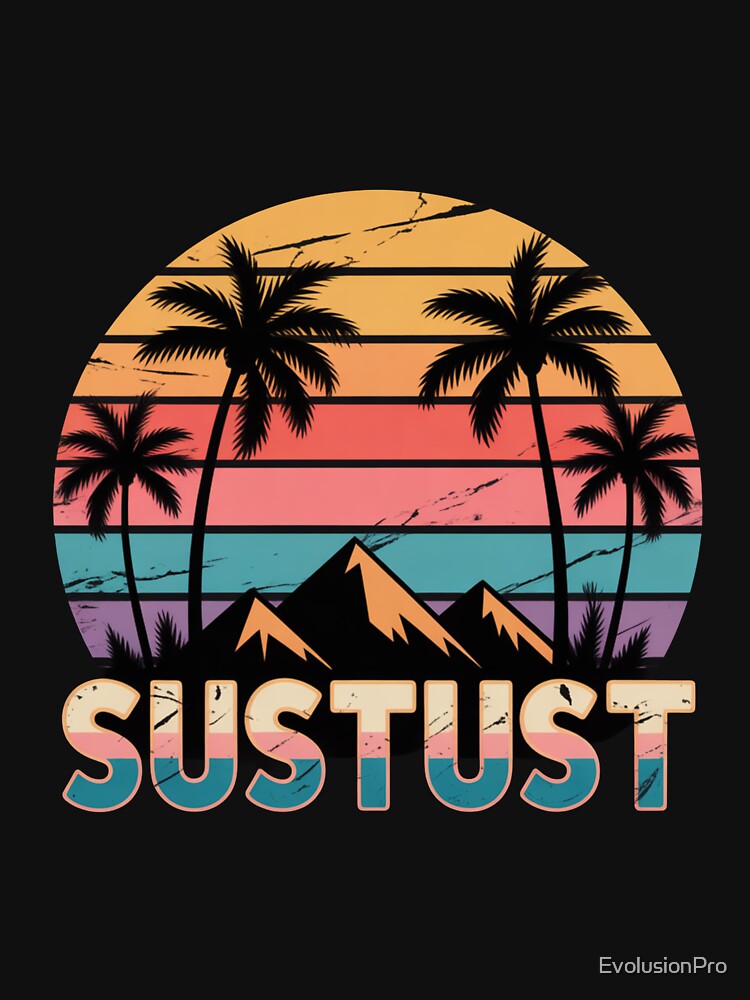Retro Sunset Palm Tree Design, Vintage Tropical Beach Sunset Shirt, Summer Vacation Aesthetic by EvolusionPro