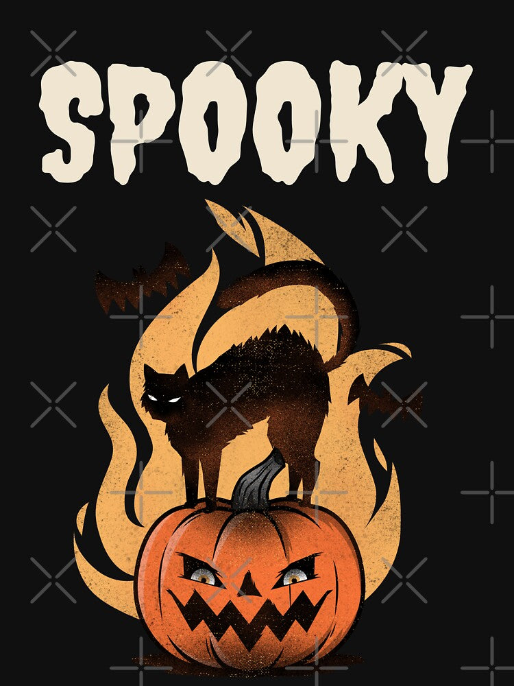 Spooky Black Cat on a Grinning Halloween Pumpkin by Mariana Piana