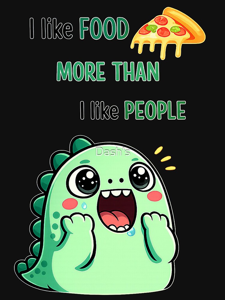 I Like Food More Than People Cute Dinosaur Sticker by Dash's