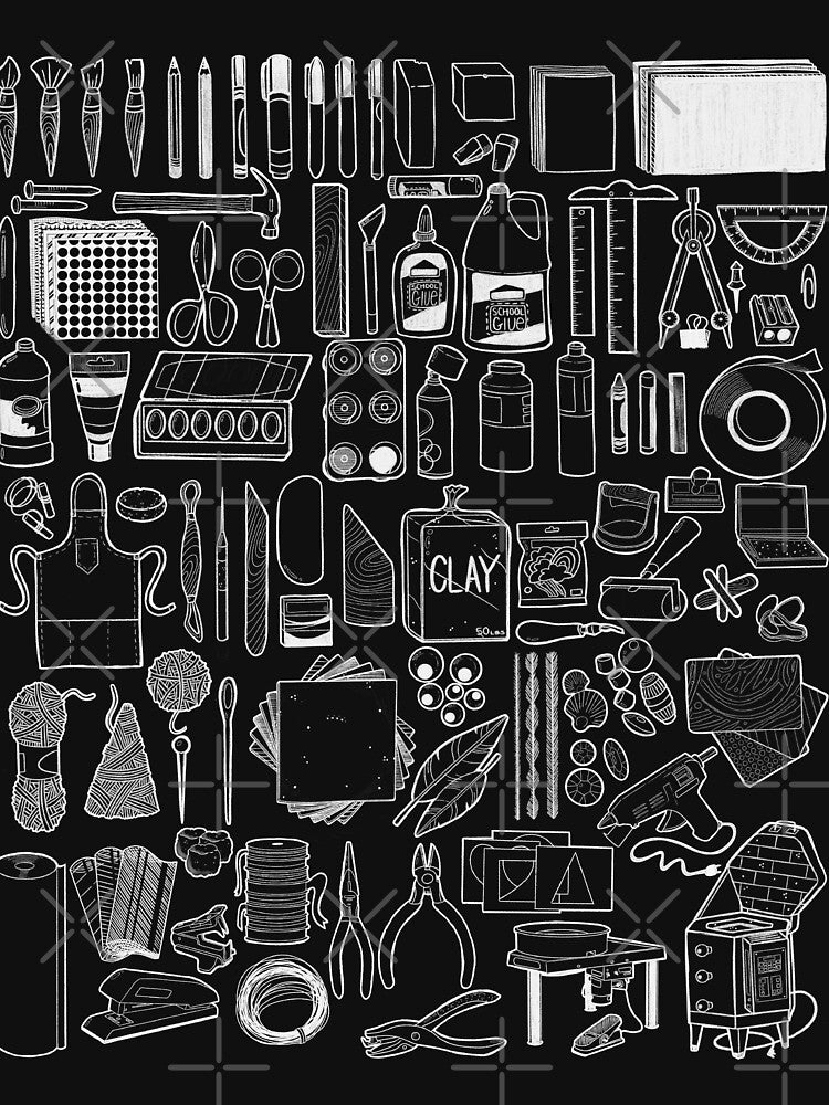 85+ Art Supply Doodles in White by thecraftace