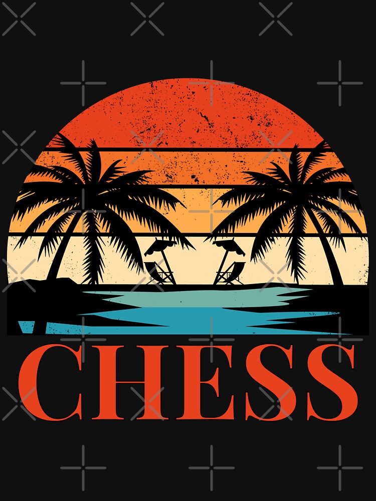 Chess Retro Sunset - Board Game Checkmate Beach by Digitalme Designs