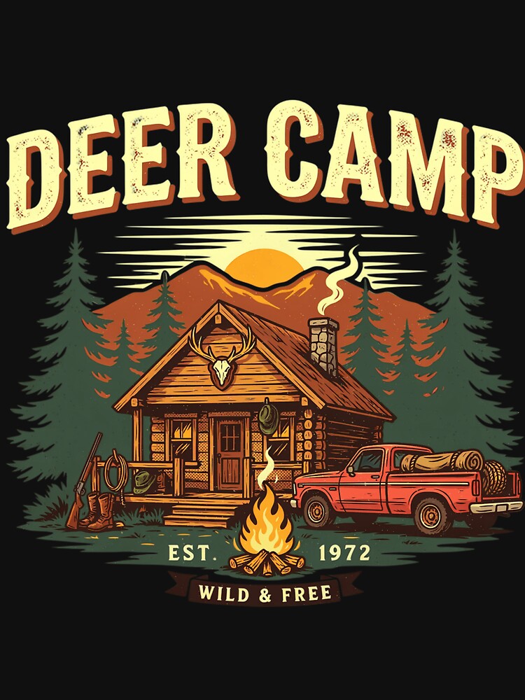 Deer Camp Shirt – Vintage Hunting Cabin Rustic Outdoorsman Design by Mahilis