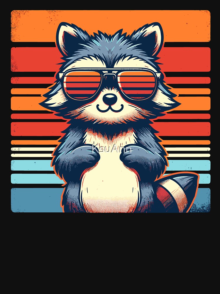 Cool Retro Raccoon in Sunglasses 70s 80s 90s Funny Raccoon by KsuAnn