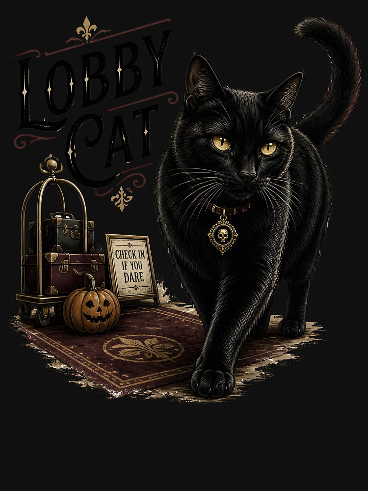 Haunted Lobby Cat Retro Halloween Poster Halloween by KristenosNehk