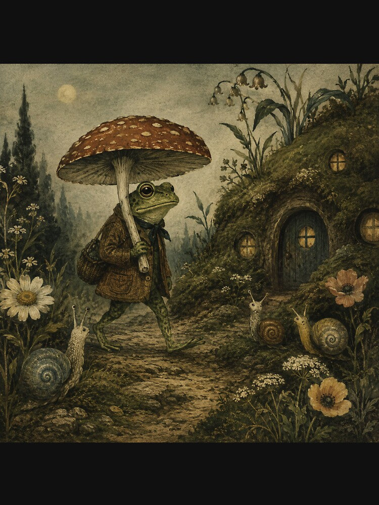 Mushroom Umbrella - Cottage Woodland Frog by bapupa
