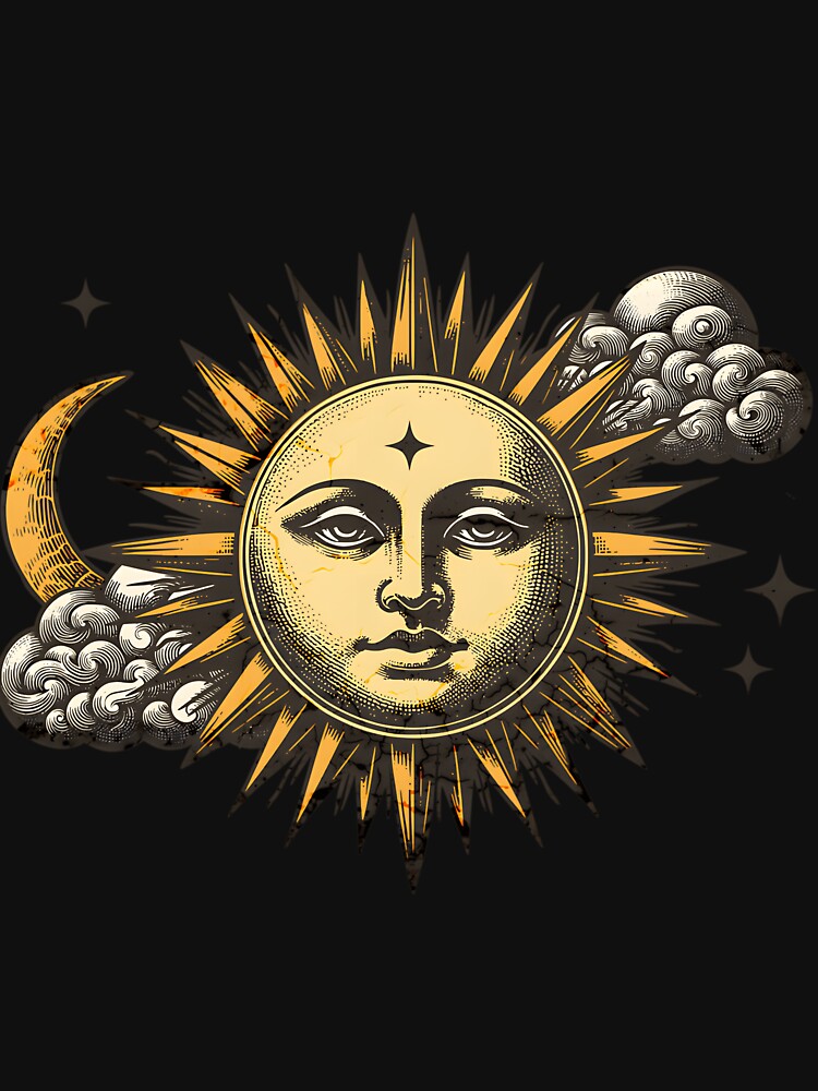 Celestial Dreamer Vintage Sun And Moon Cosmic Art by qobwyihvrj29