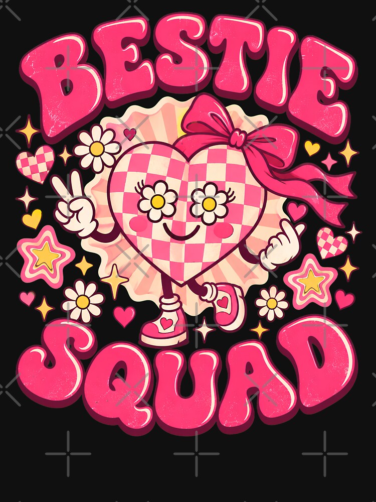 Bestie Squad Pink Smiley Best Friend Gift Cute Girly Friendship by THREE LITTLE BEANS