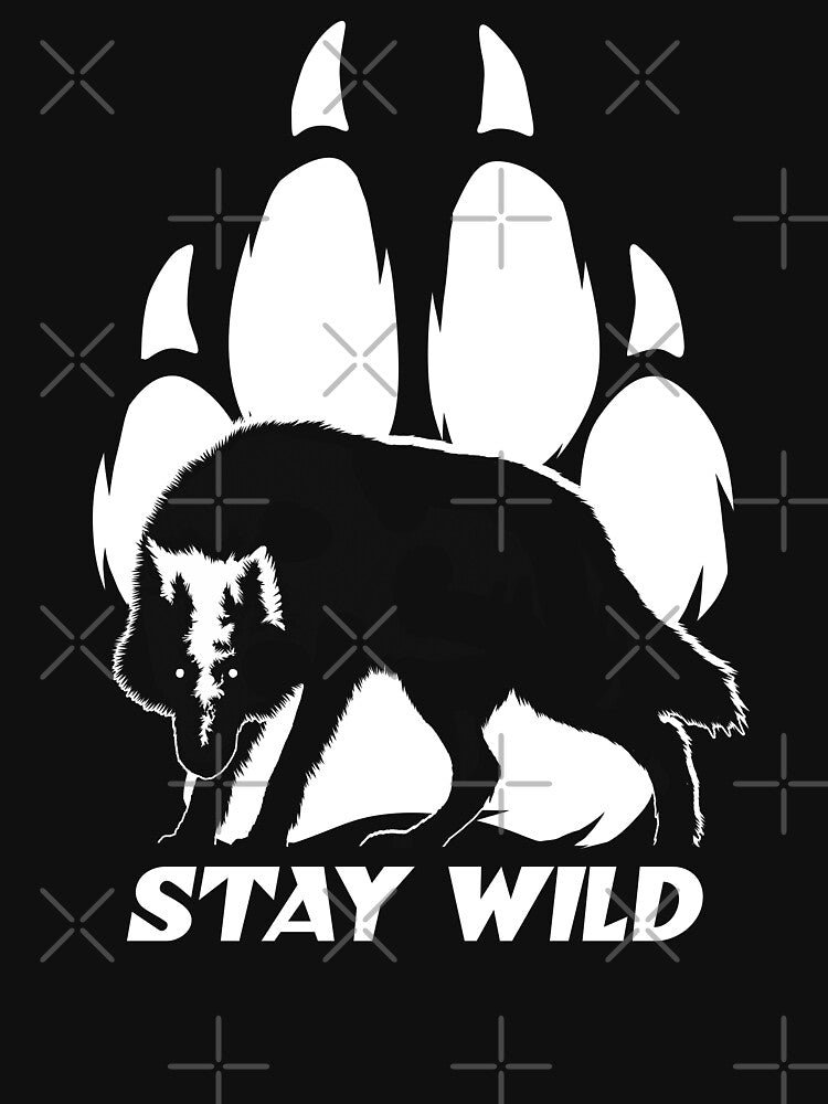 Wolf Silhouette and Paw - Stay Wild by TMBTM