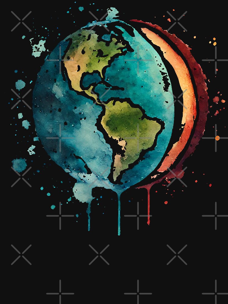 Watercolor Earth: Abstract Planet Art by LuminShadowArt