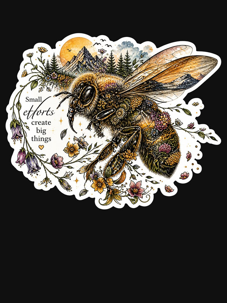 Motivational Bee Floral Artwork by DayStoreDesigns
