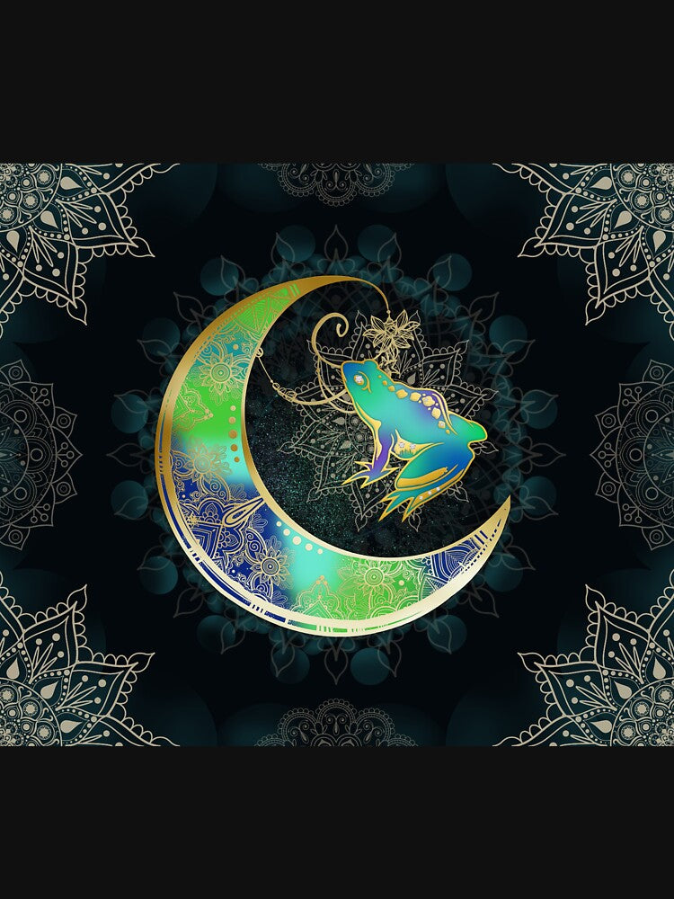 Frog Mandala Moon Art by RoslynArt