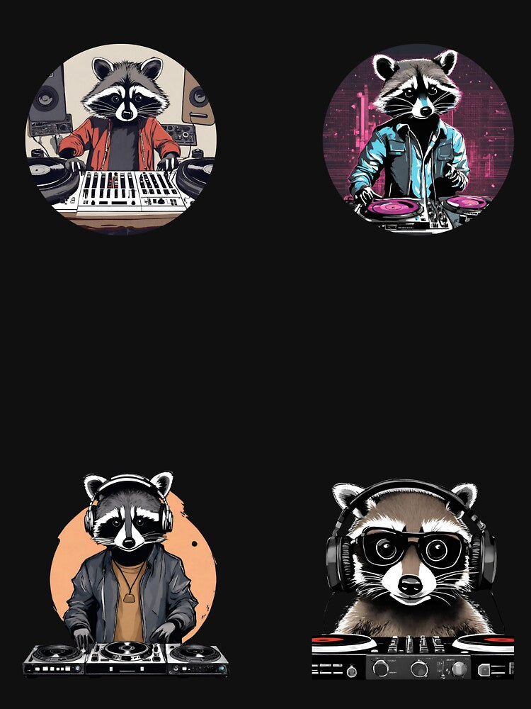 raccoon Dj Sticker Set / T Shirt by DiverseDazzle