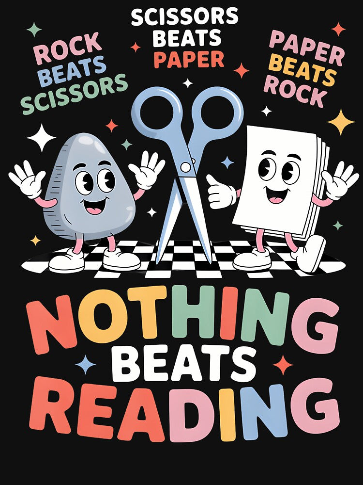 Nothing Beats Reading Teacher Librarian Rock Paper Scissors by ChelseaEula