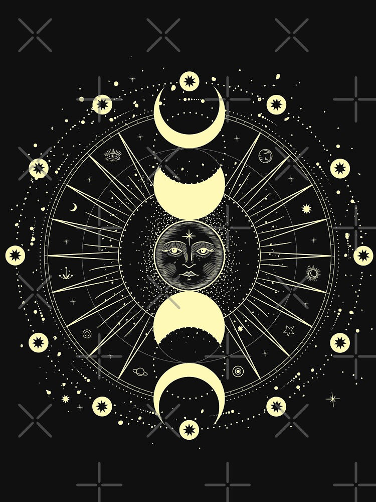 sun and moon celestial vintage art by cutecrazytshirt