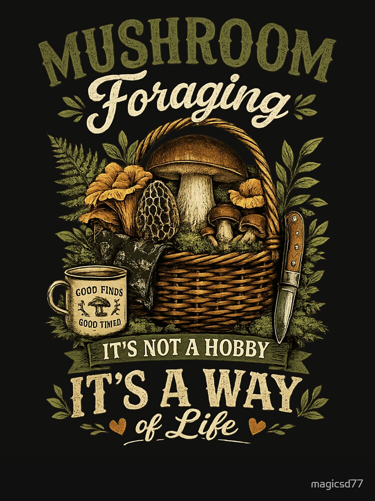 Mushroom Hunting Forest Explorer Nature Hobby Outdoors by MagicSD Designs
