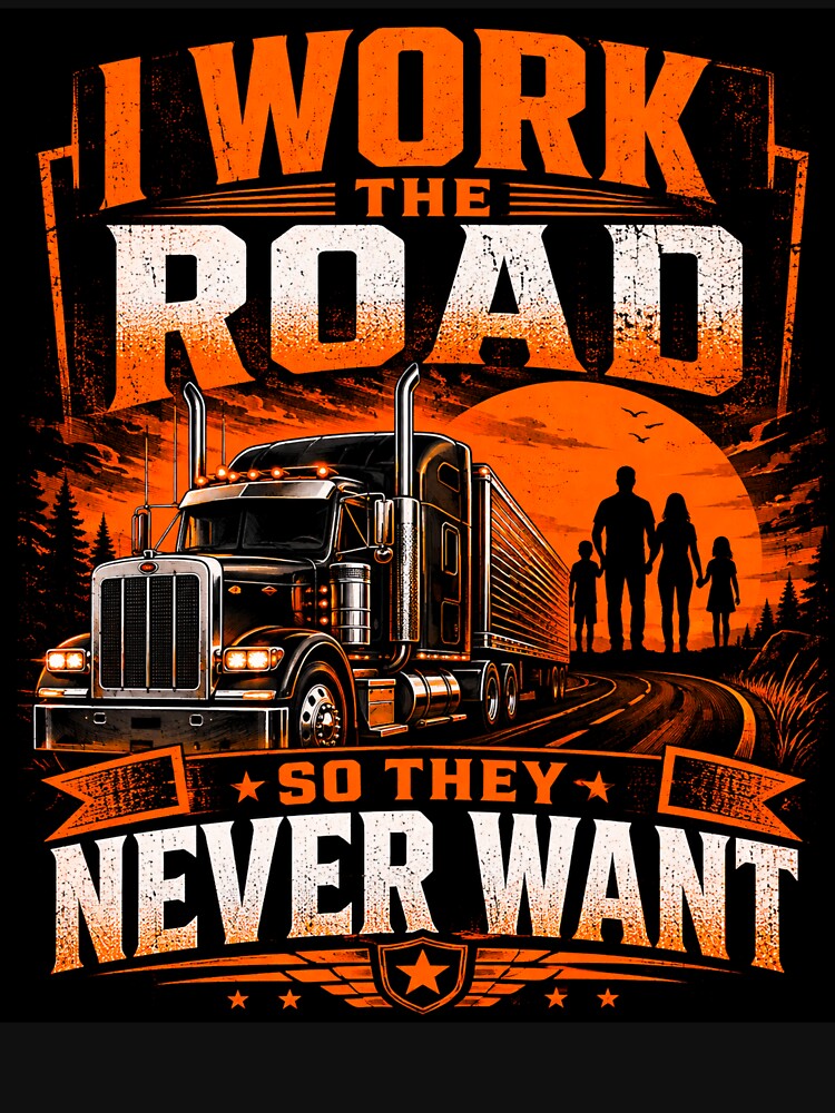 I Work The Road So They Never Want - Trucker Dad T-Shirt by Haque Designs
