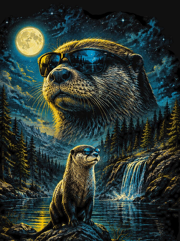 Otter with sunglasses 90s wildlife by aponwao