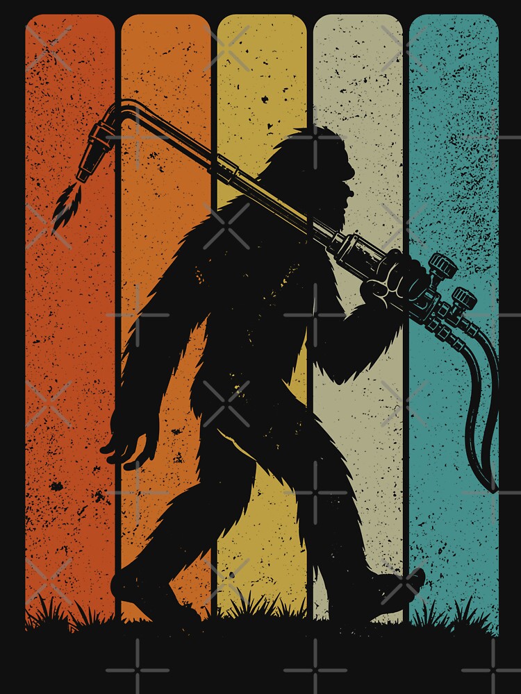 Bigfoot Welder - Retro Sasquatch carrying a Giant Welding Torch by gunaone-design