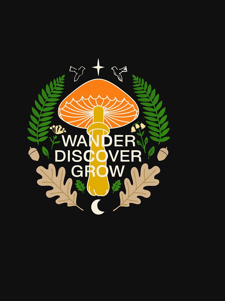 Wander Discover Grow Vintage Mushroom Foraging Shirt by Daily Mood Tees