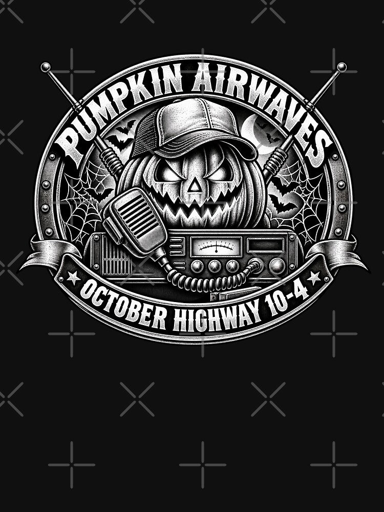 Pumpkin Airwaves October Highway 10-4 - Black and White CB Radio Trucker Art by NomadForge